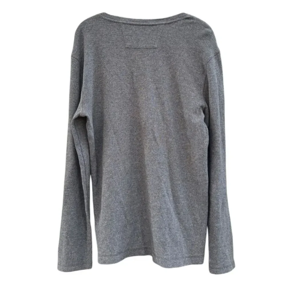 Banana Republic Men's Cotton Front Slit Long Sleeve Henley Shirt in Grey Medium